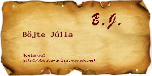 Böjte Júlia névjegykártya